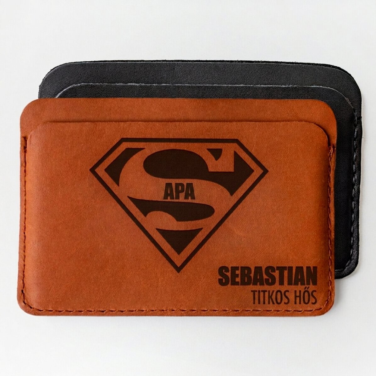 Személyre szabott bőr pénztárca névvel - Super DAD