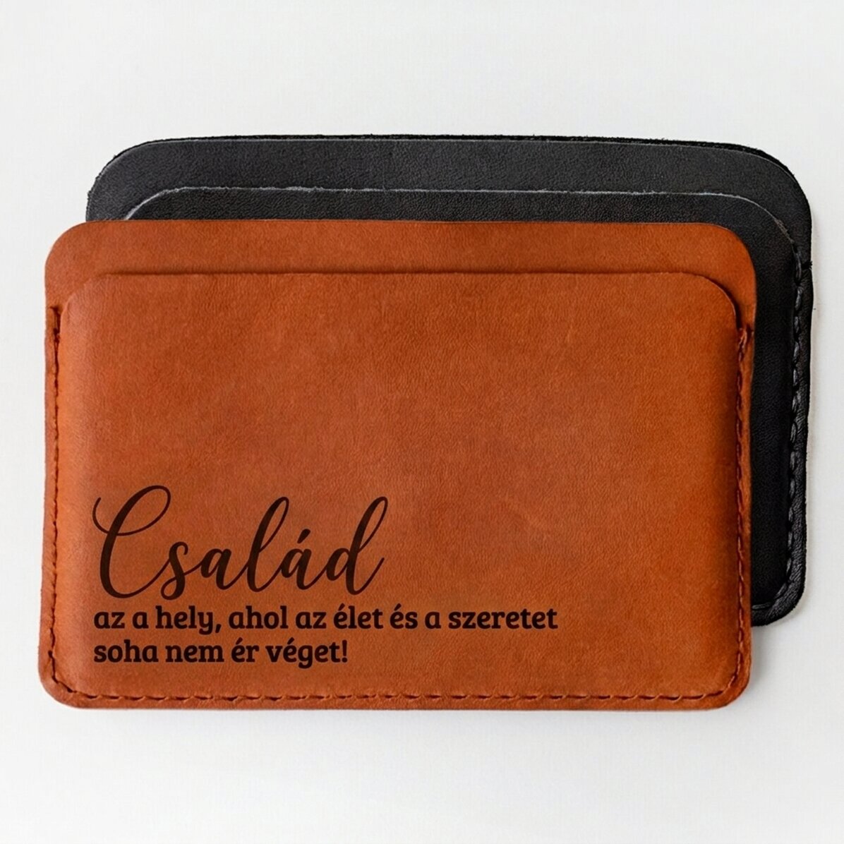 Személyre szabott bőr pénztárca üzenettel - Család