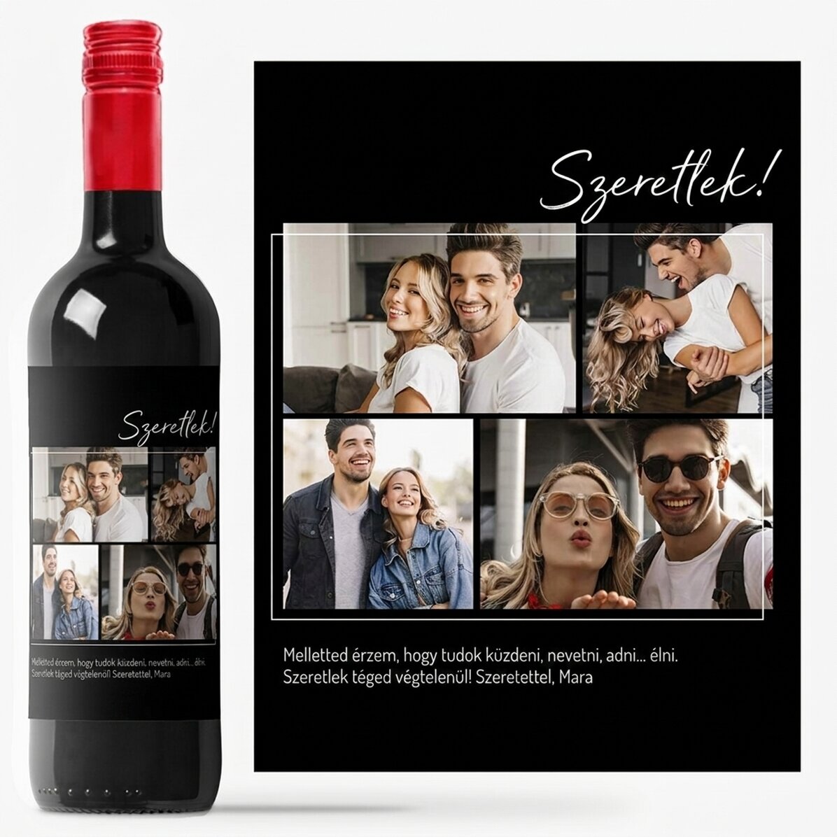 Személyre szabott bor 4 fotóval és szöveggel szeretteinek