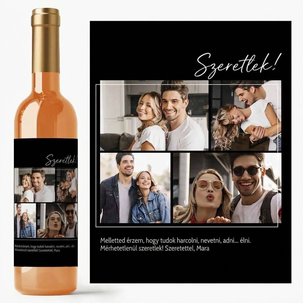 Személyre szabott bor 4 fotóval és szöveggel szeretteinek