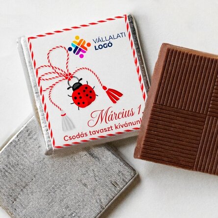 Mini csokoládé, logóval és szöveggel személyre szabva
