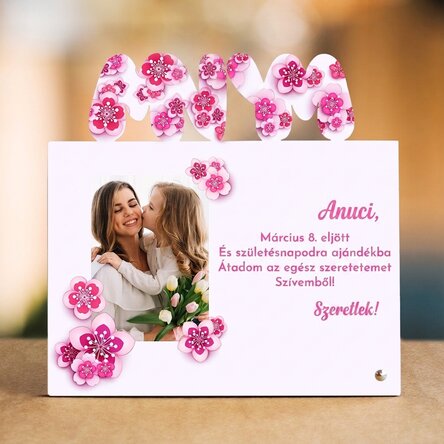 Személyre szabott asztali képkeret fotóval és szöveggel – március 8.