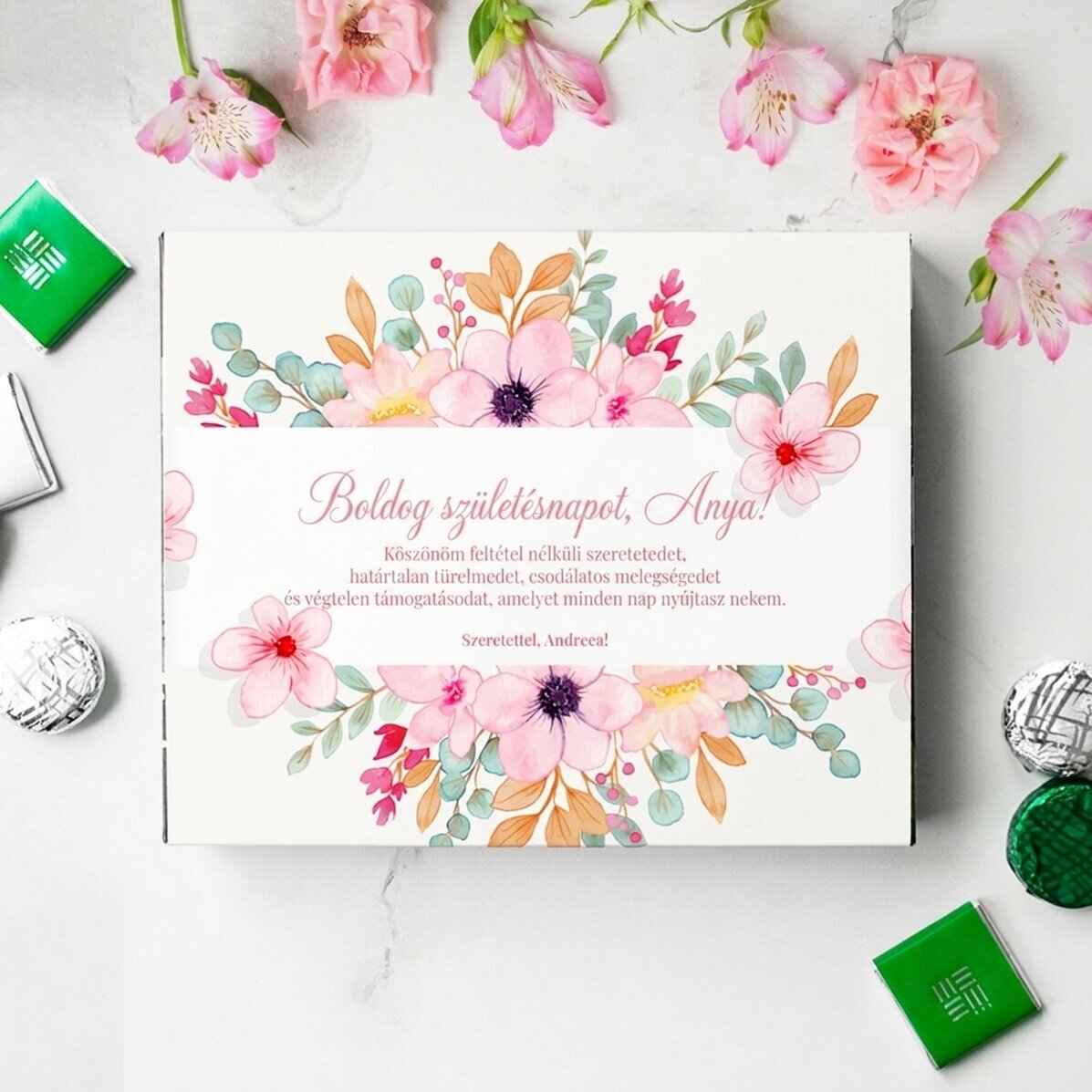 Személyre szabott csokoládédoboz szöveggel anyukának – Boldog születésnapot, anyu!