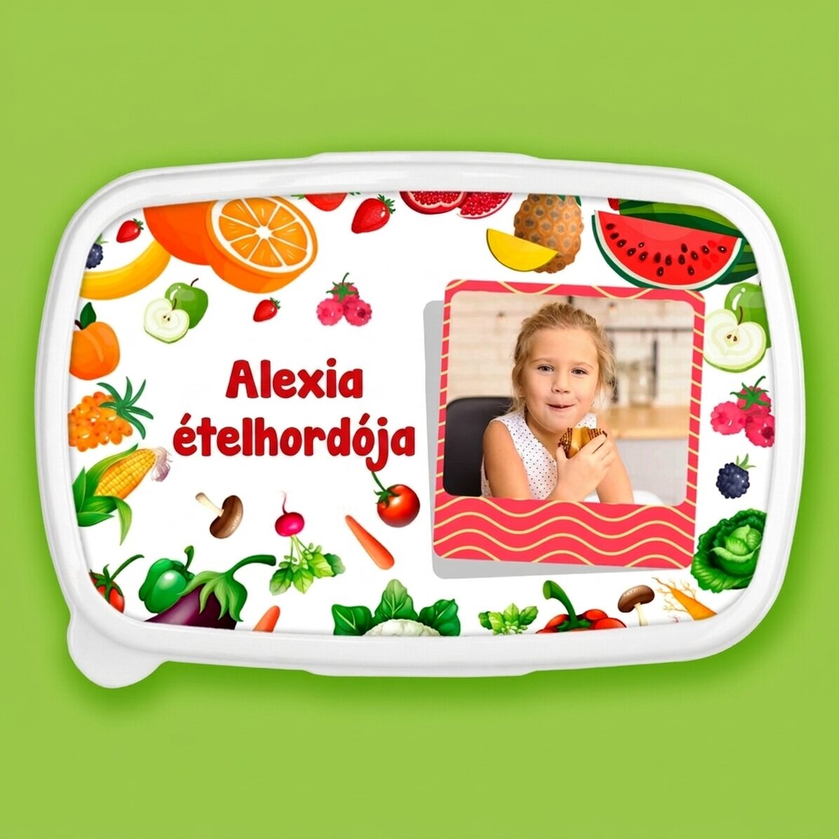 Ebéddoboz, személyre szabott fotóval és szöveggel - Gyümölcs és zöldség