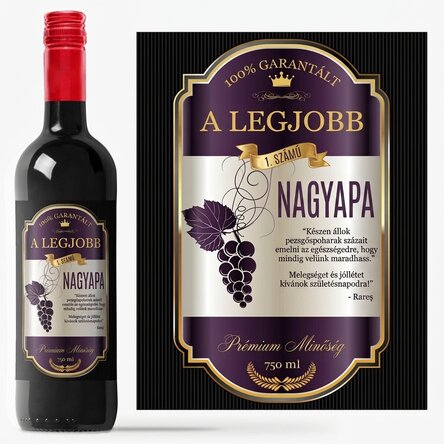 Személyre szabott bor szöveggel szeretteinek - Vintage lila