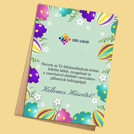 Személyre szabott kártya szöveggel és logóval – Boldog húsvétot!