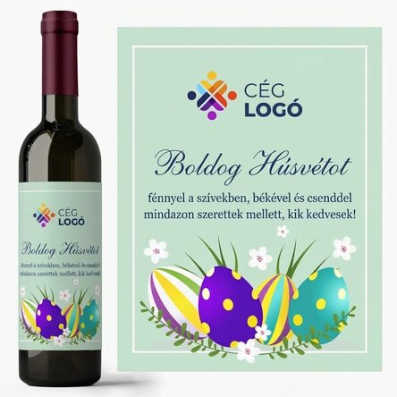 Személyre szabott bor logóval és szöveggel – Boldog húsvétot!