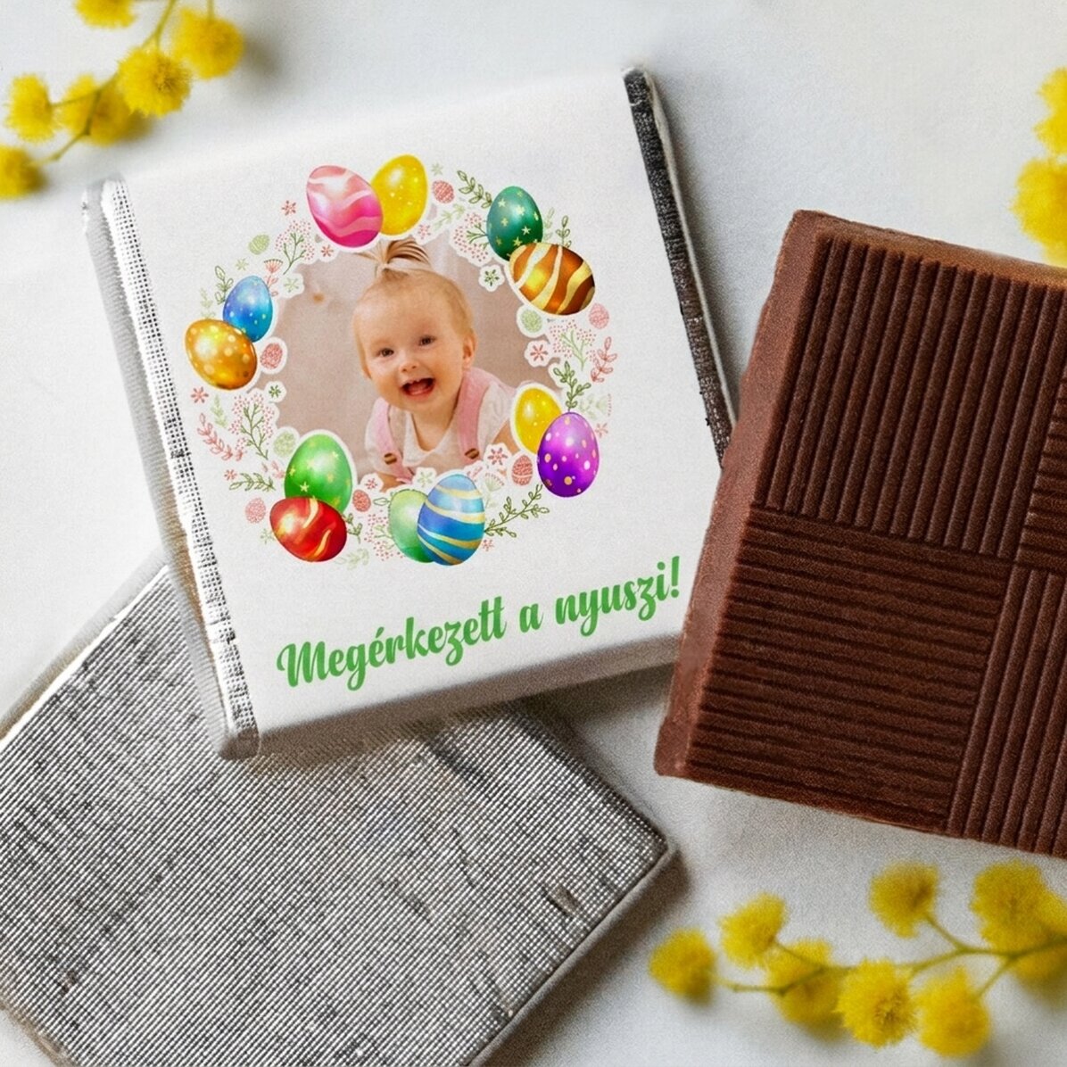 Mini csokoládé, személyre szabott fotóval és szöveggel - Boldog húsvétot!