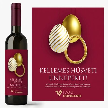 Személyre szabott bor szöveggel és logóval – Boldog húsvétot!