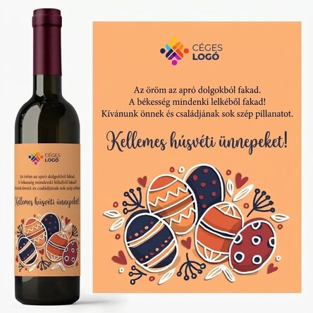 Húsvéti személyre szabott bor szöveggel és logóval