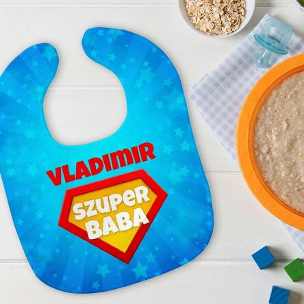 Személyre szabott előke szöveggel - Szuper baba