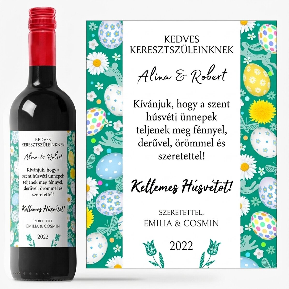 Személyre szabott bor szöveggel - húsvéti üzenet