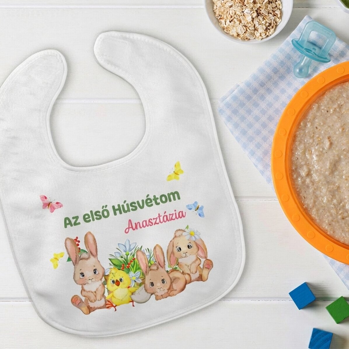 Személyre szabott előke szöveggel - Első húsvét