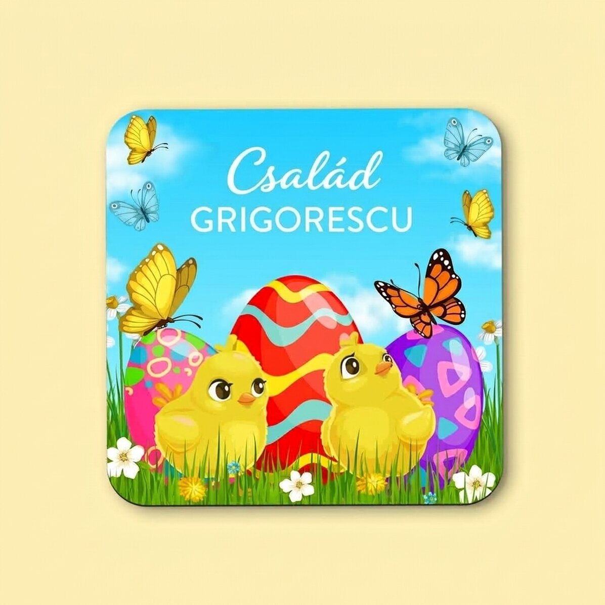 Személyre szabott üveg tartó szöveggel - Boldog Húsvétot!