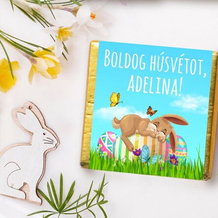 Személyre szabott mini csokoládé húsvéti üzenettel