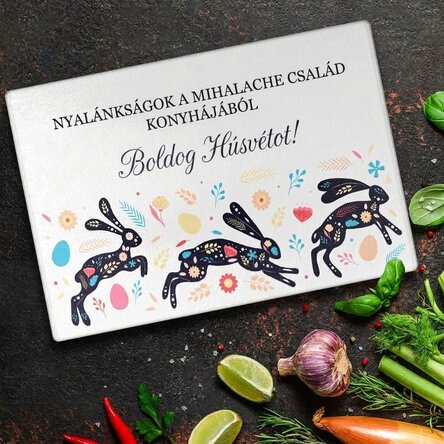 Személyre szabott üveg aprító szöveggel - Boldog húsvétot!
