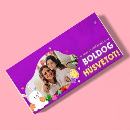 Személyre szabott csokoládé szöveggel és fotóval - Húsvéti nyuszi
