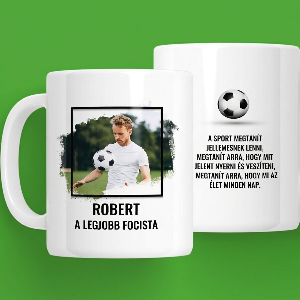 Személyre szabott bögre fotóval és szöveggel - FOOTBALL
