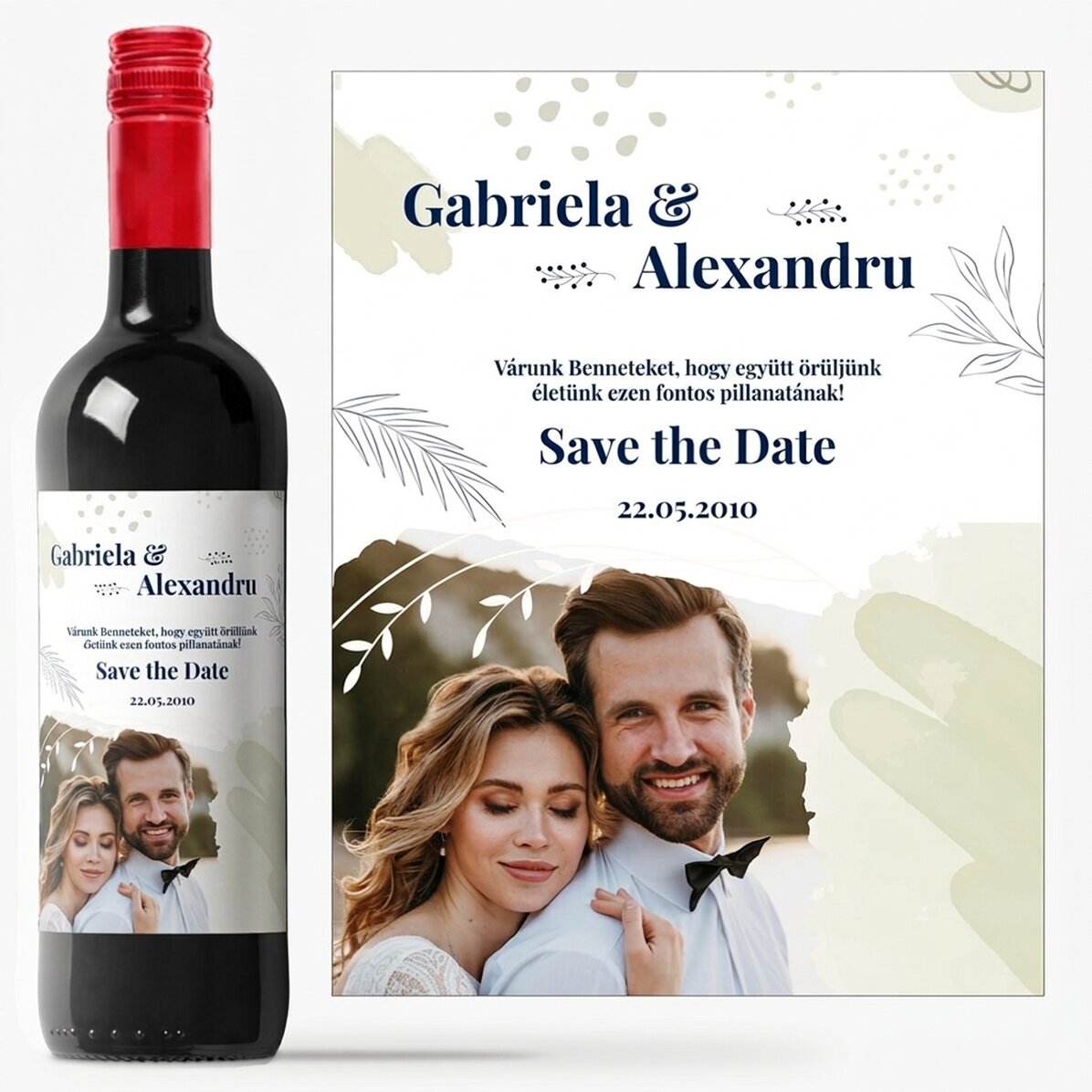 Személyre szabott bor szöveggel és fotóval – Save the date