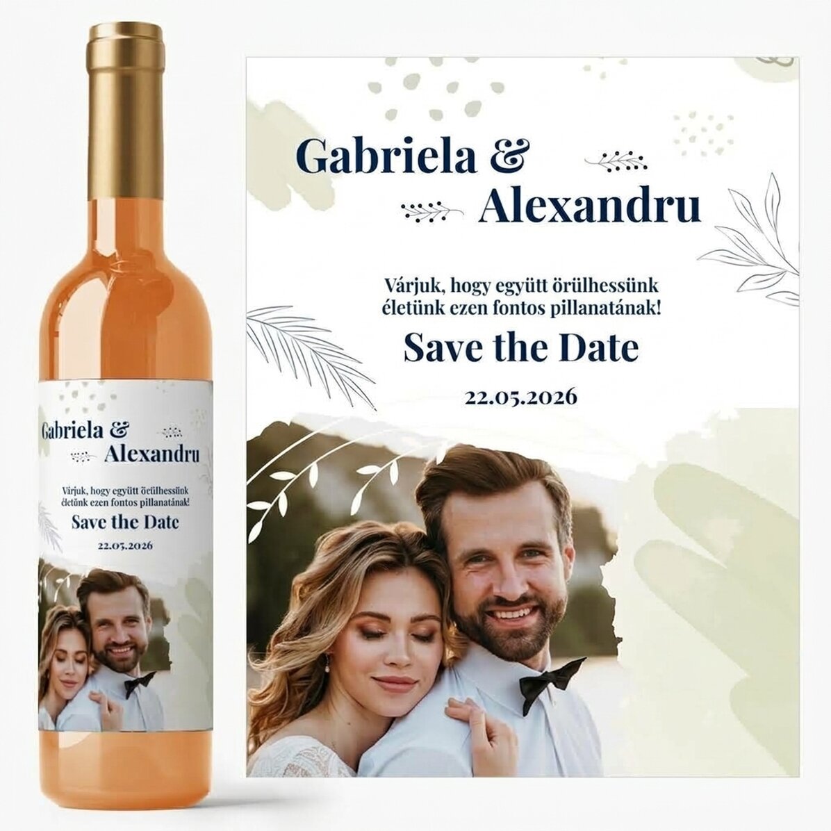 Személyre szabott bor szöveggel és fotóval – Save the date