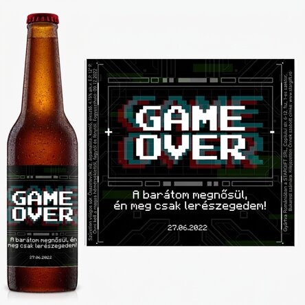 Személyre szabott sör szöveggel - Game Over