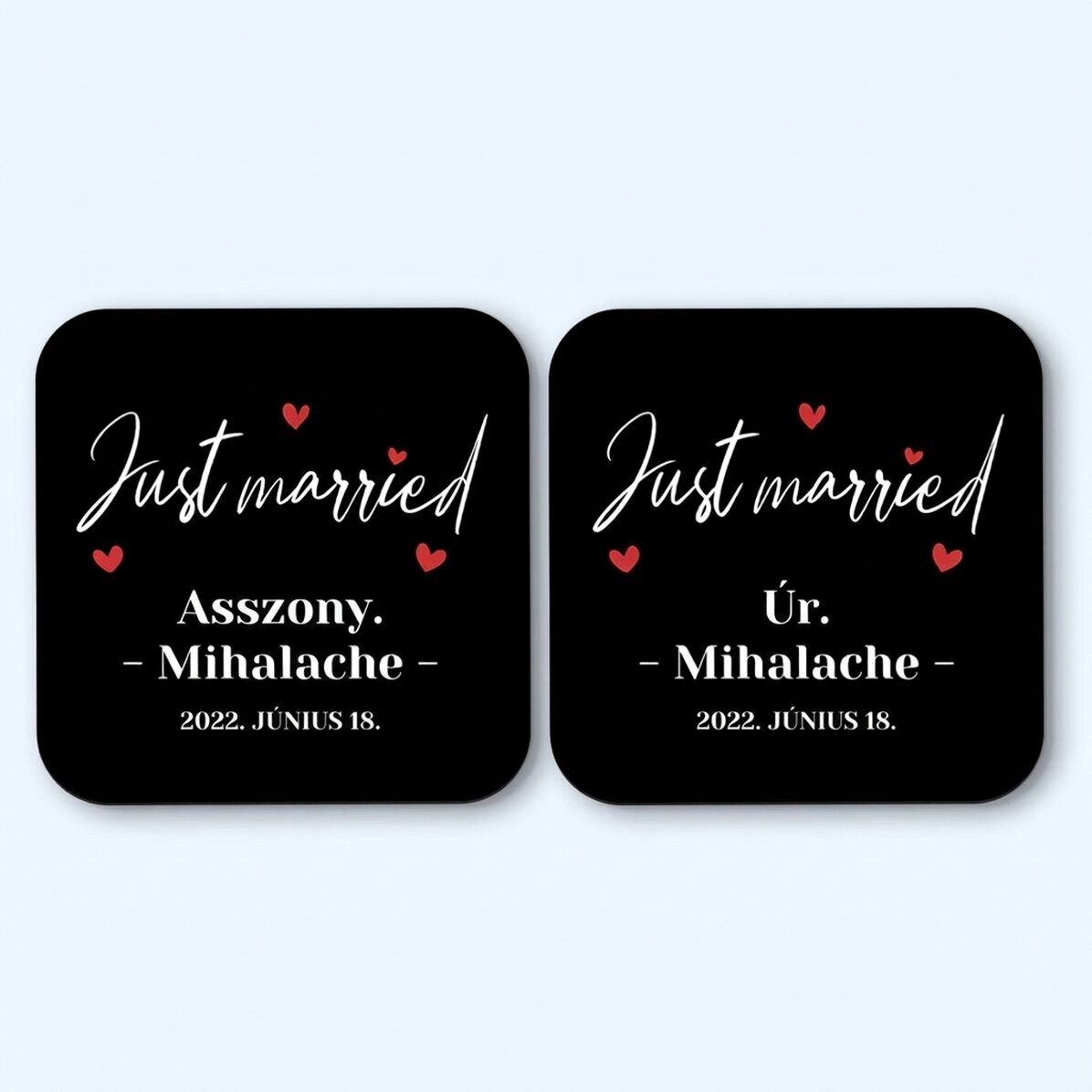 2 darab személyre szabott üvegtartó szöveggel - Just Married