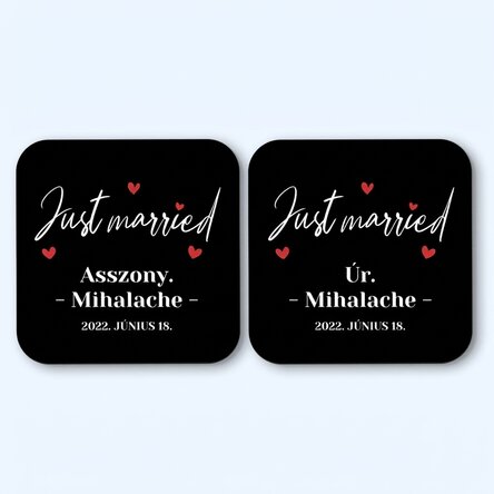 2 darab személyre szabott üvegtartó szöveggel - Just Married