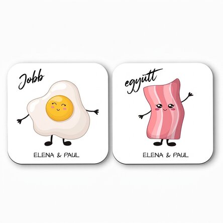 2 darab személyre szabott poháralátét szöveggel - Better Together (Jobb együtt)