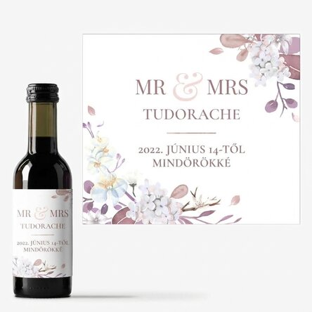Mini borosüveg, személyre szabott felirattal – Mr & Mrs
