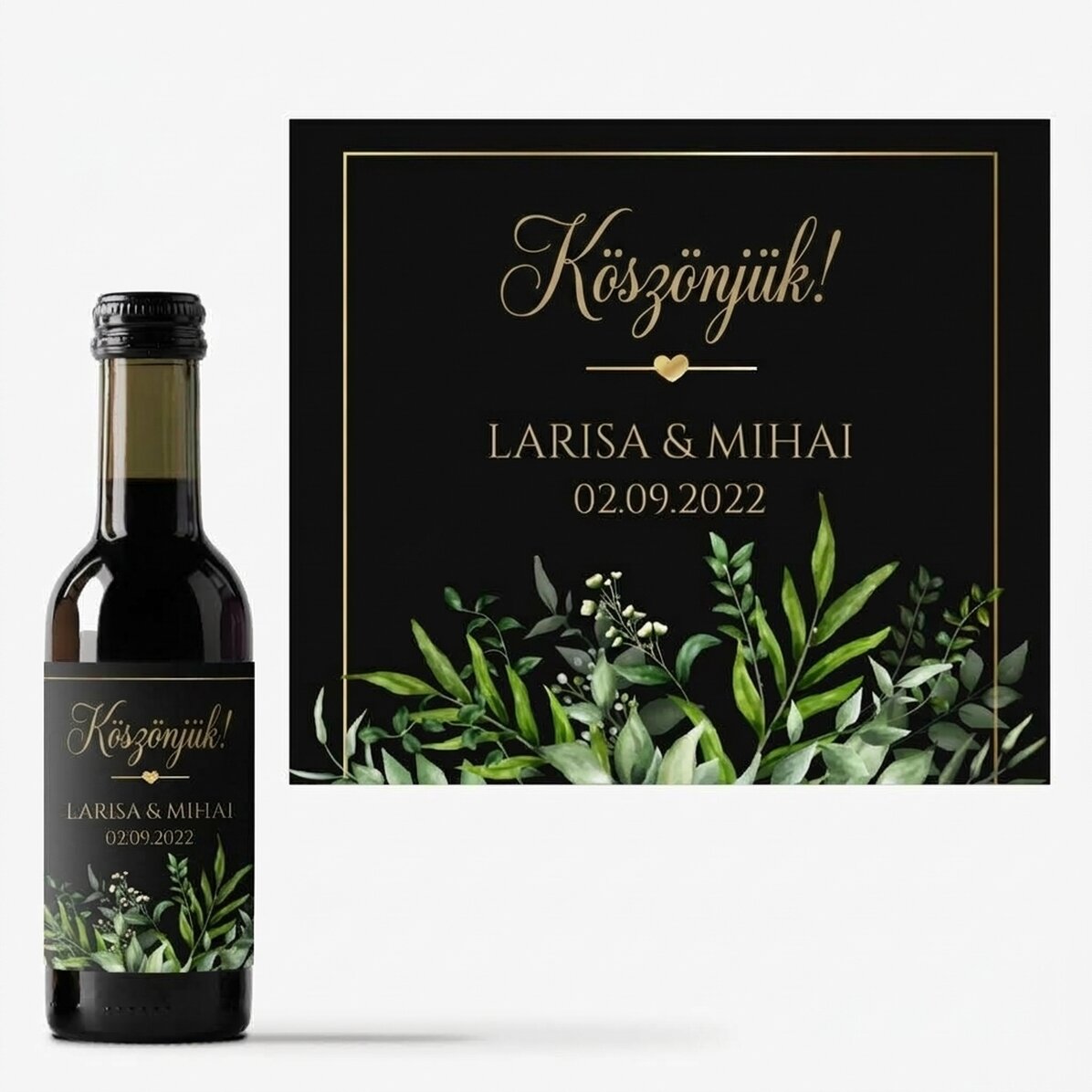 Mini borosüveg, személyre szabott szöveggel - Köszönöm