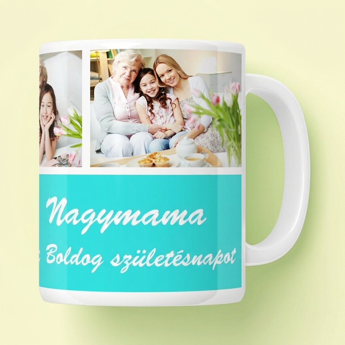 Személyre szabott bögre 3 fotóval és üzenettel