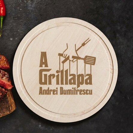 Személyre szabott, szöveggel ellátott kerek aprító - The Grillfather