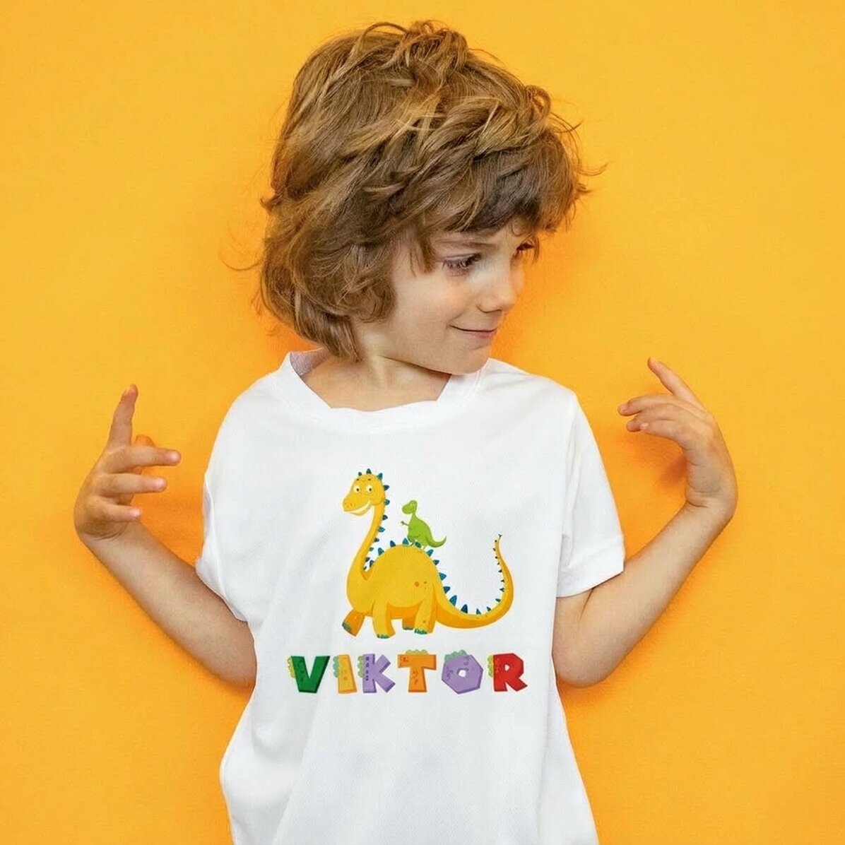 Személyre szabott gyermek sport póló névvel - Dinosaurus
