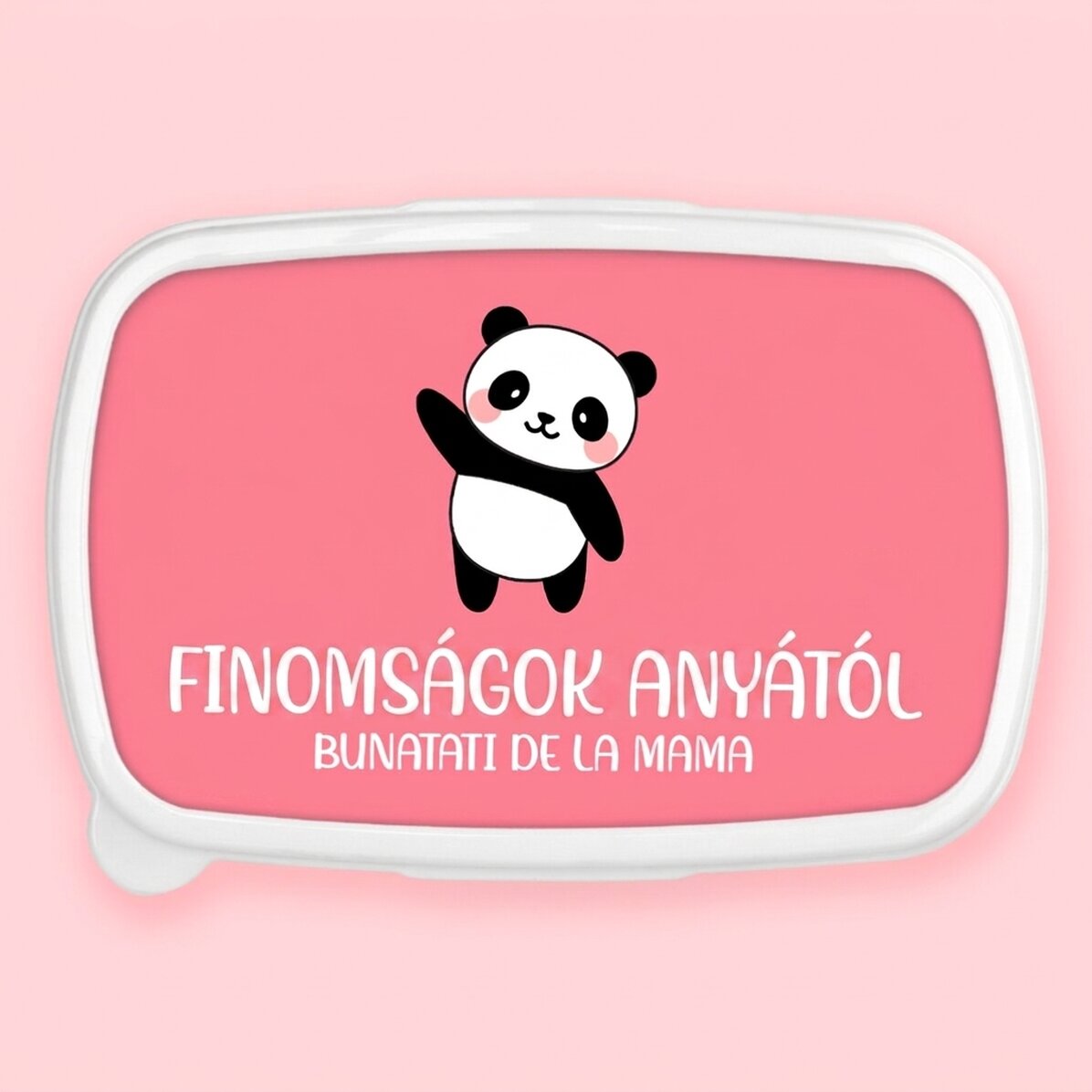 Ebéddoboz, személyre szabott szöveggel és színes háttérrel - Panda