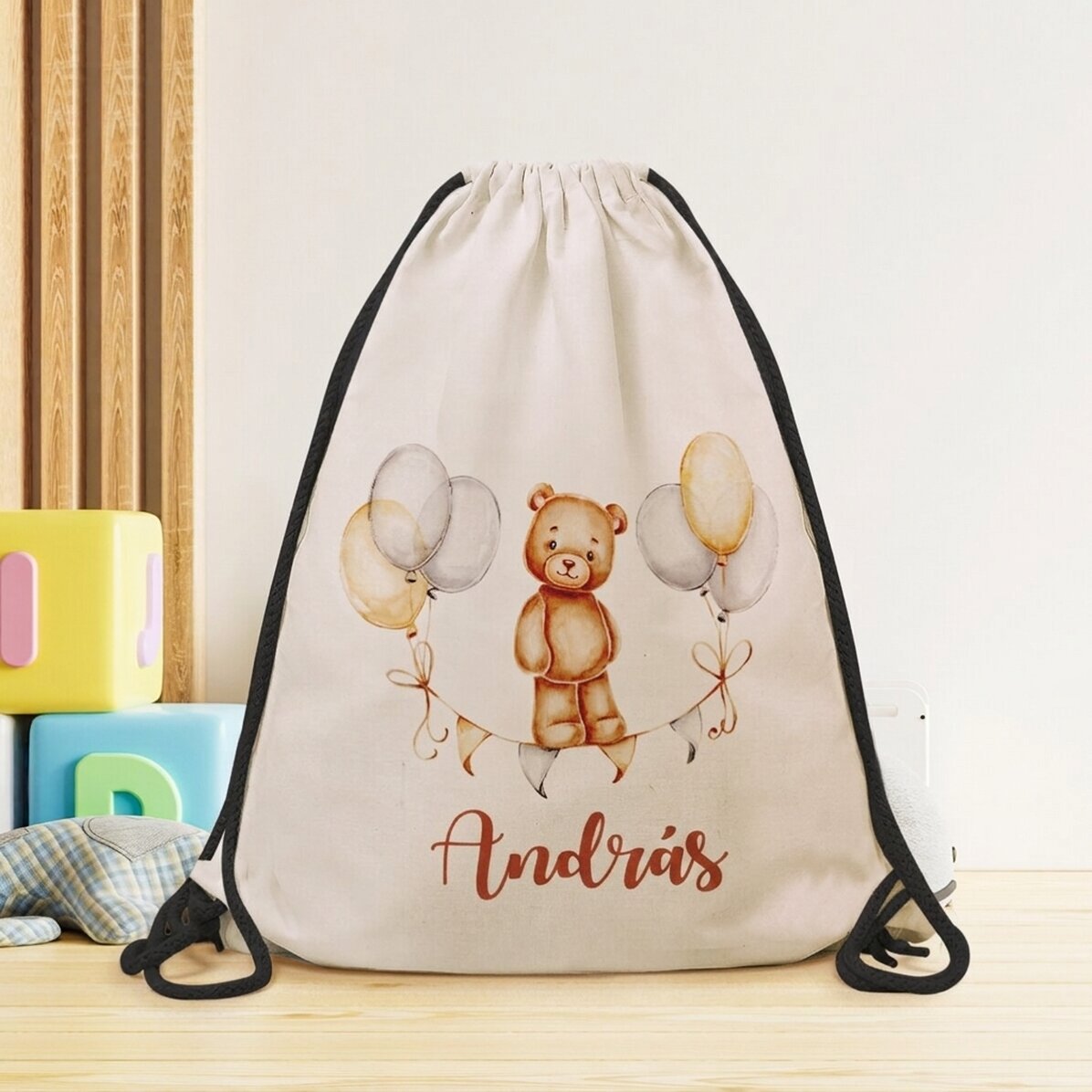 Személyre szabott hátizsák névvel fiúknak - Teddy mackó