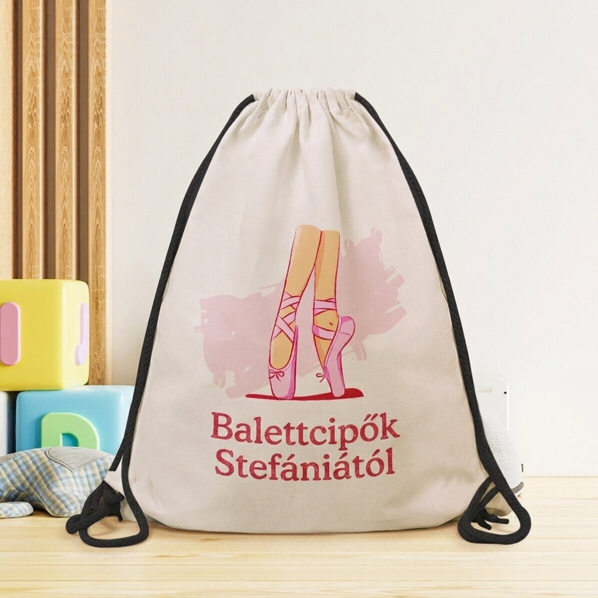 Személyre szabott hátizsák szöveggel - Balettcipő