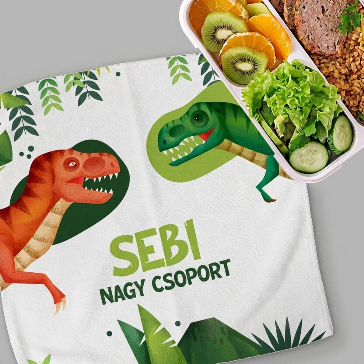 Személyre szabott törölköző szöveggel - T-Rex dinoszaurusz
