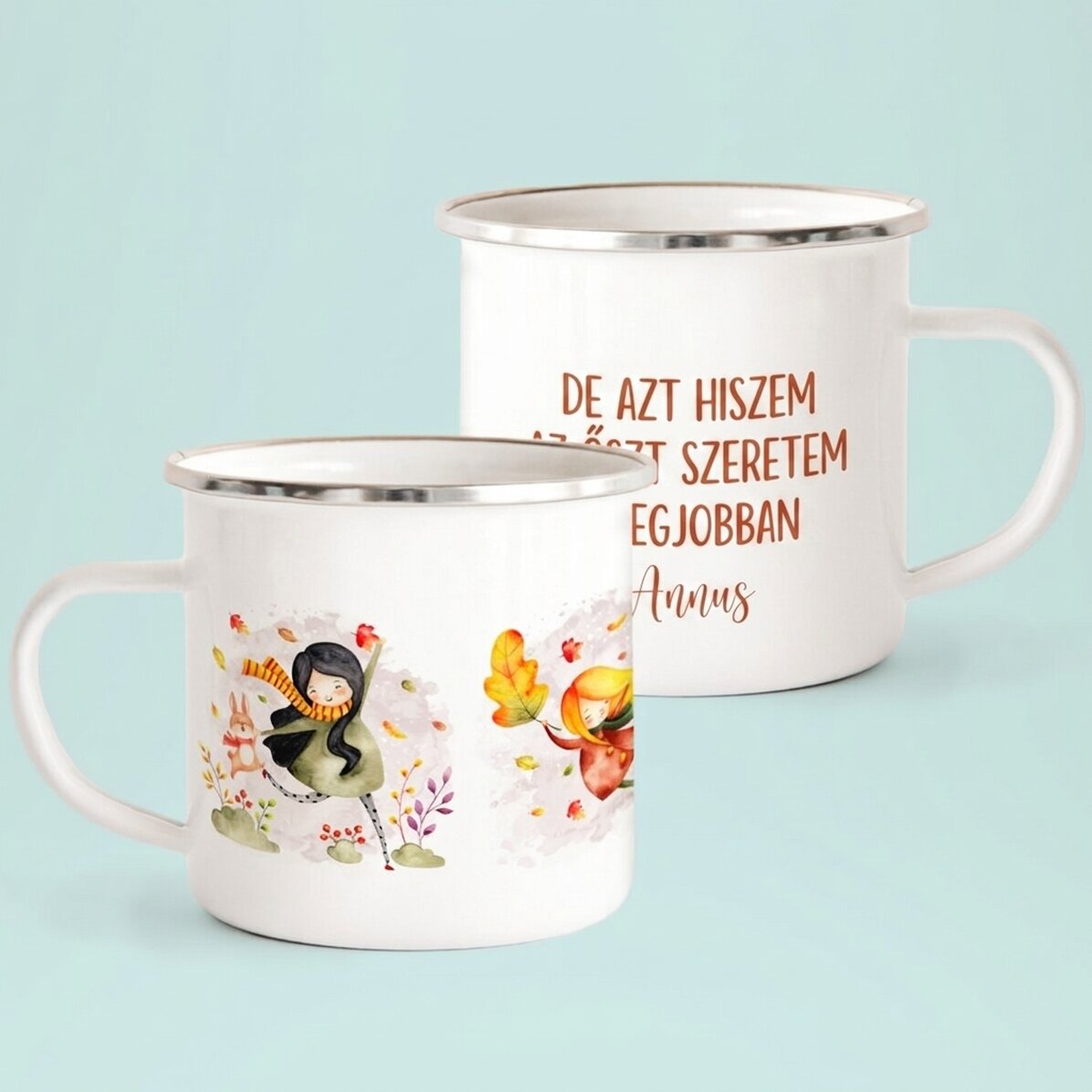 Zománcozott fém bögrék üzenettel - Legjobban az őszöt szeretem
