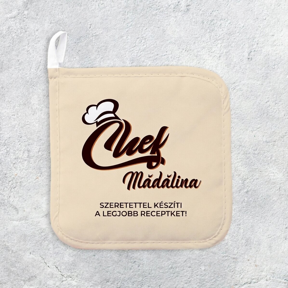 Személyre szabott forró edényfogó szöveggel - Chef