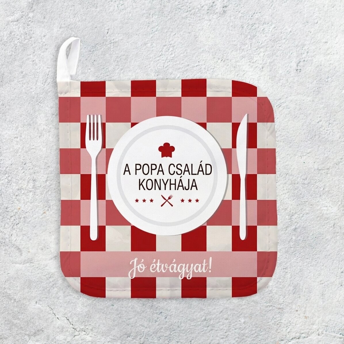 Személyre szabott forró edényfogó szöveggel - A családban