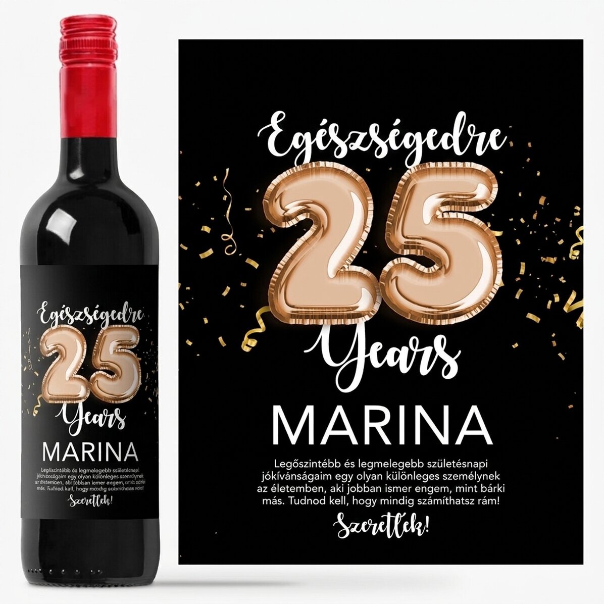 Személyre szabott bor számmal, névvel és üzenettel - Egészségünkre!