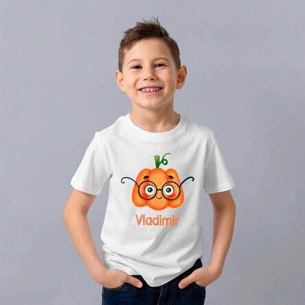 Személyre szabott pamut póló gyerekeknek szöveggel - Cute Pumpkin