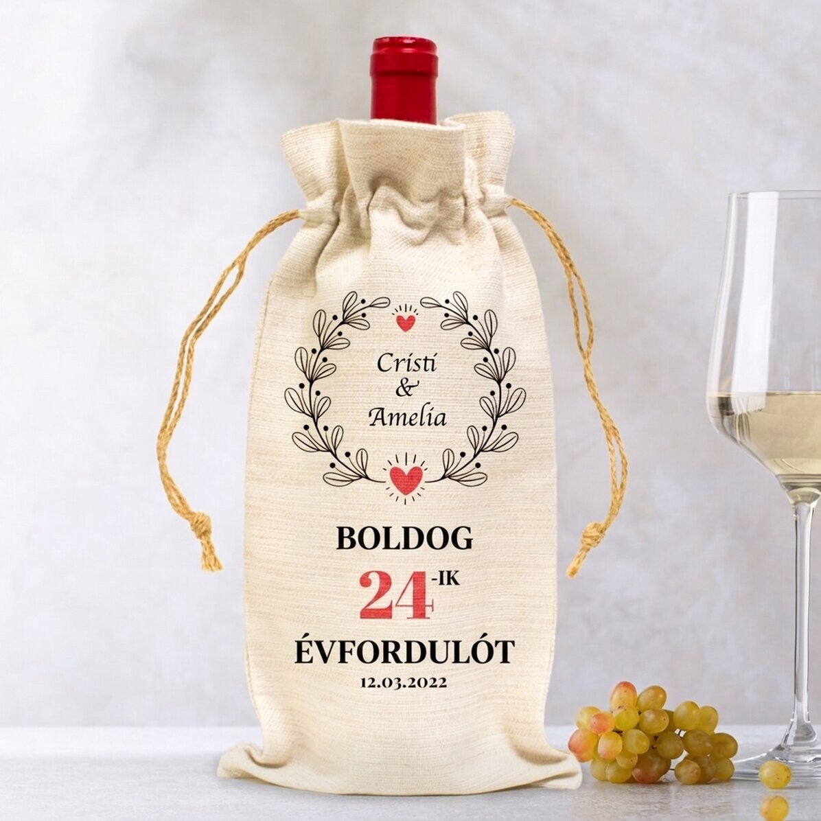Személyre szabott borosüveg táska - Jubileumi modell