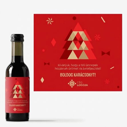 Mini borosüveg, logóval és szöveggel személyre szabva karácsonyra