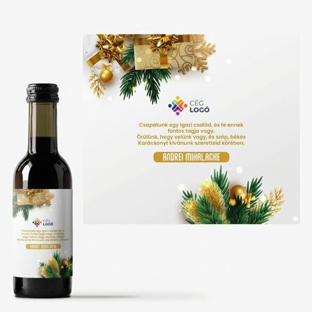 Üzenettel és logóval személyre szabott mini borosüveg – Ünnepi mese