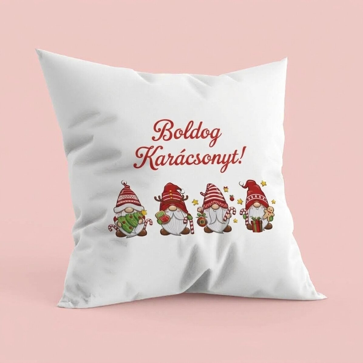 Személyre szabott párna szöveggel - Karácsonyi manók