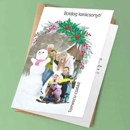 Személyre szabott kártya fotóval és üzenettel - Boldog karácsonyt!