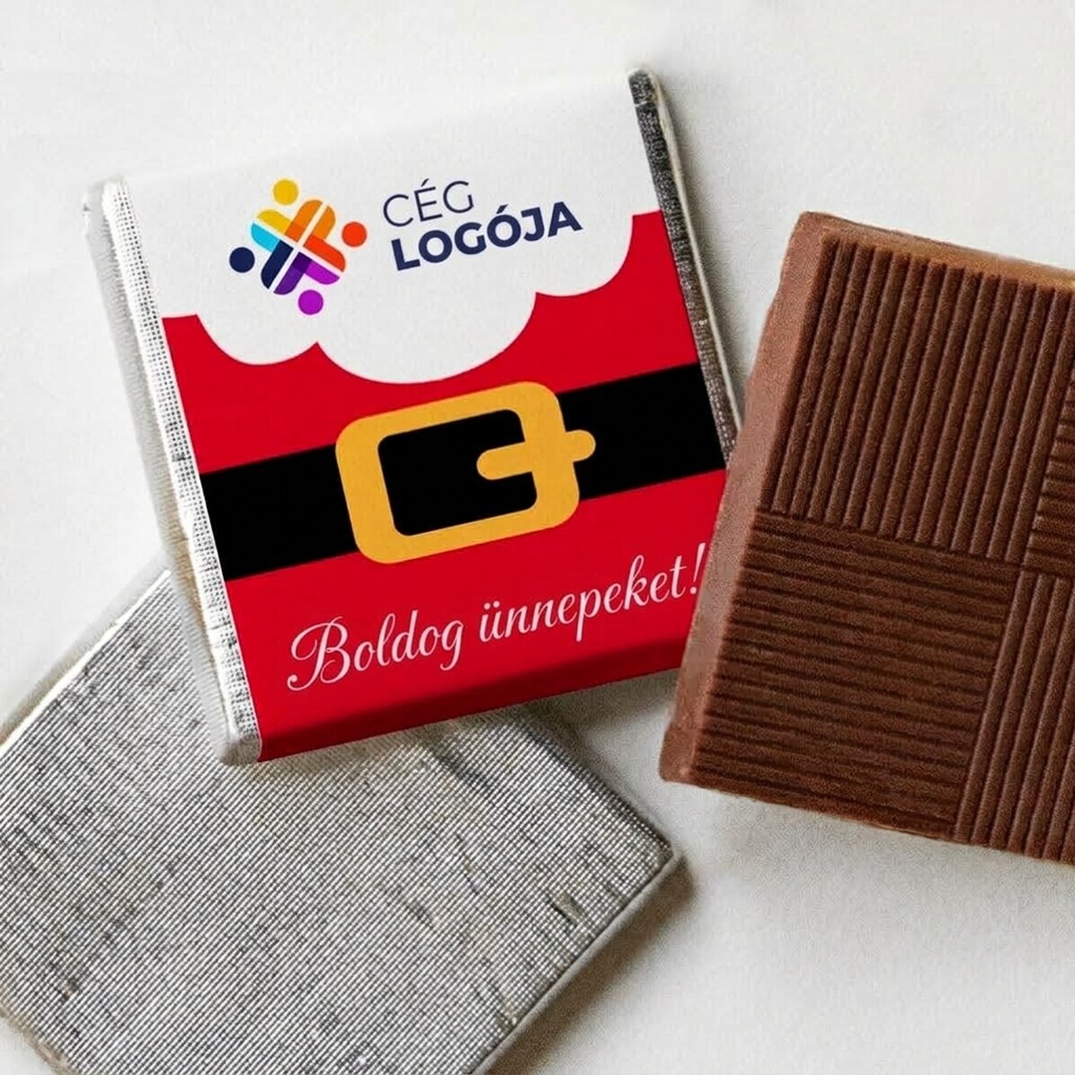 Személyre szabott mini csokoládé logóval - Mikulás