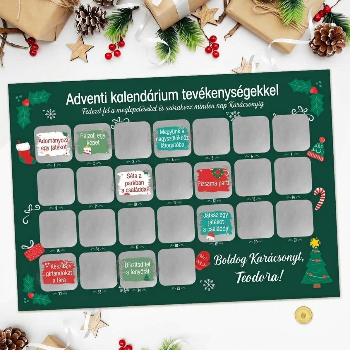 Személyre szabott adventi poszter üzenetekkel - Tevékenységek
