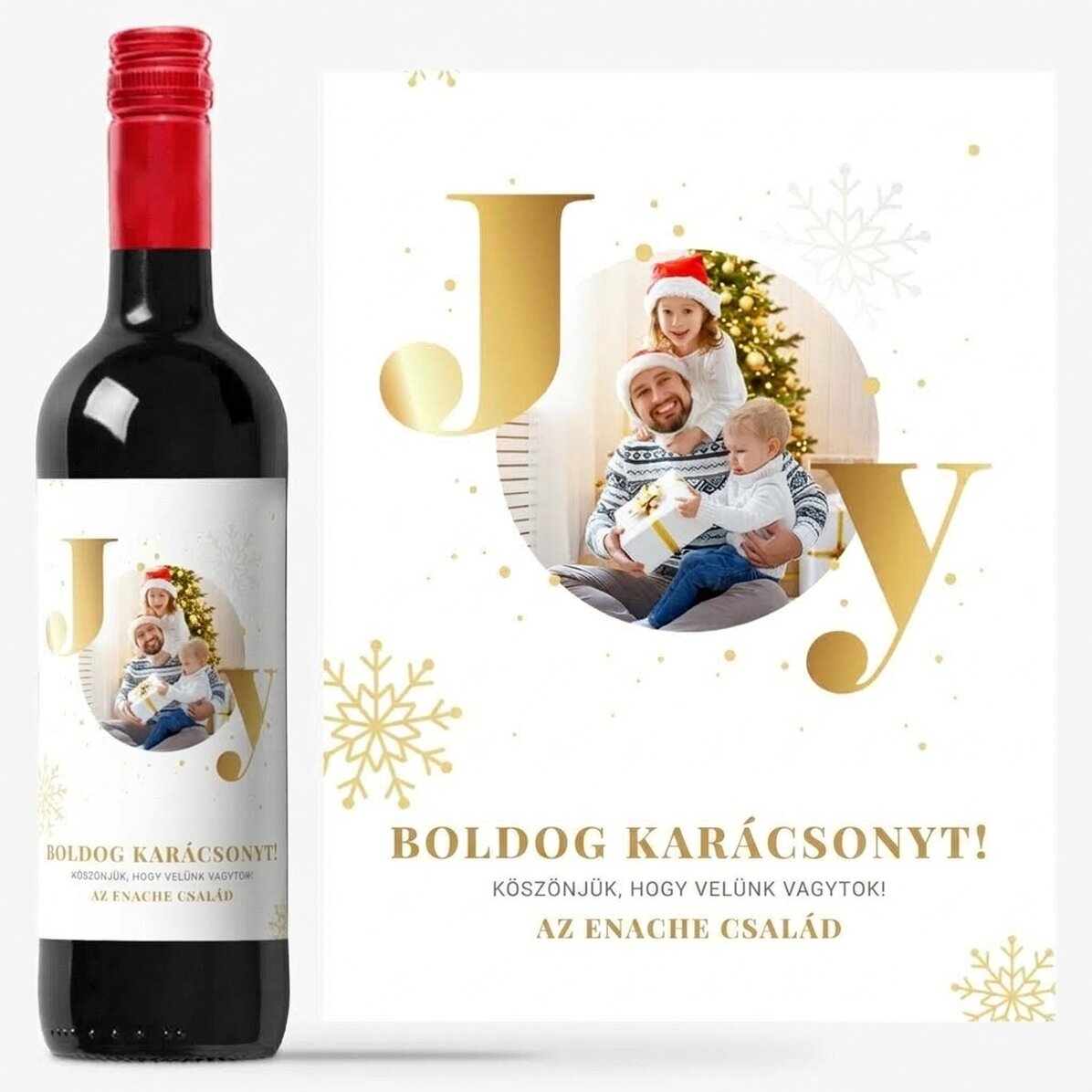 Személyre szabott bor fotóval és ünnepi üzenettel - Joy